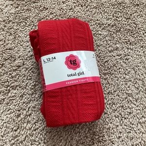 BOGO 🥳 TG Total Girl NWT Bold red knit sweater tights | girls L 12/14 winter